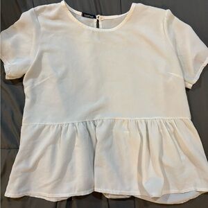 Boohoo Ivory Peplum Blouse- M